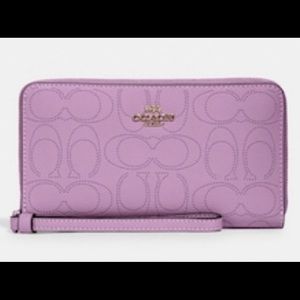 NWT - Rare Coach Perforated Signature Large Phone Wallet in Violet Orchid